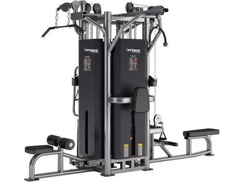 Attack Fitness 4 Station Lat Pull/Low Row/Tricep - Pro Gym Essentials
