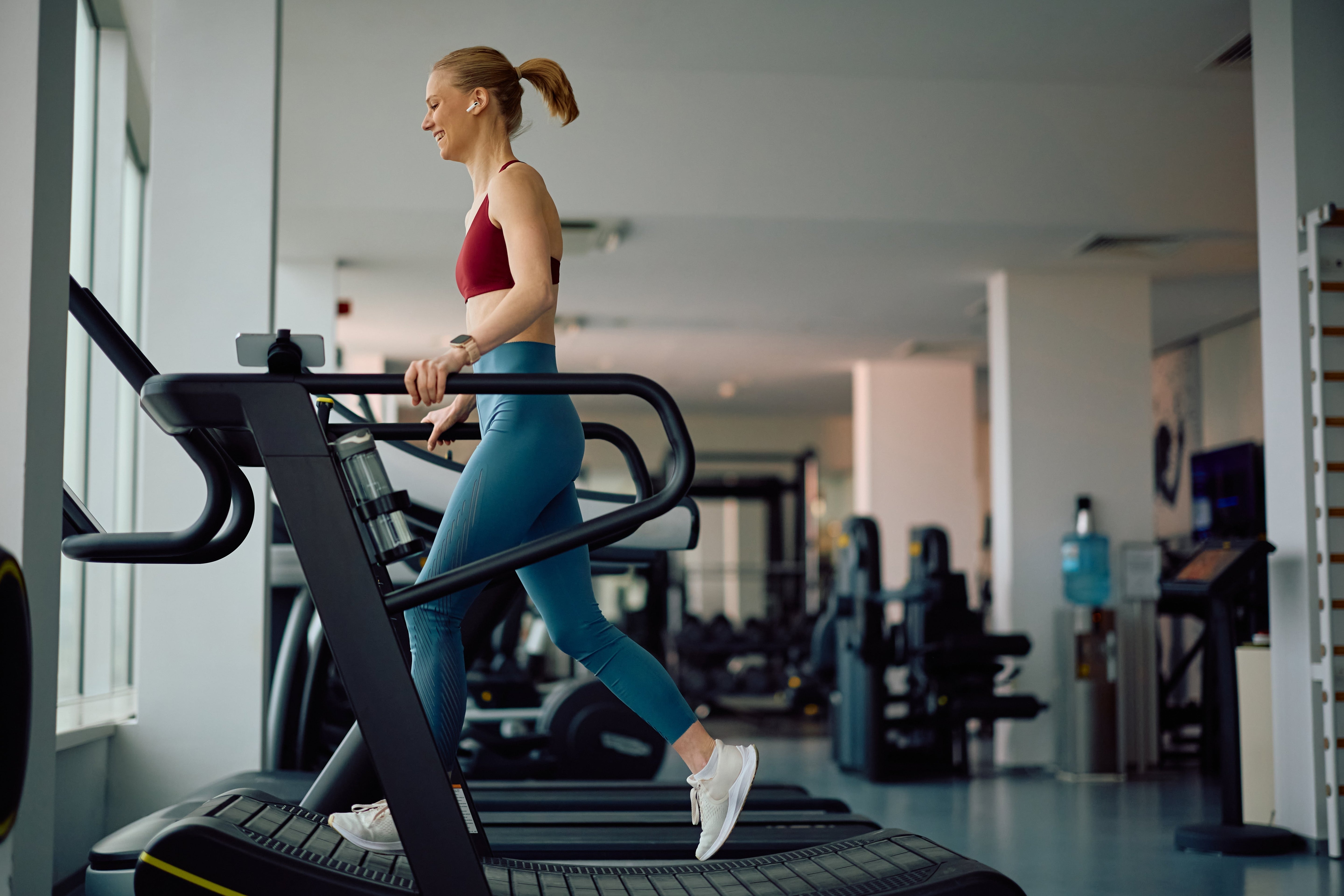 woman running on a treadmill