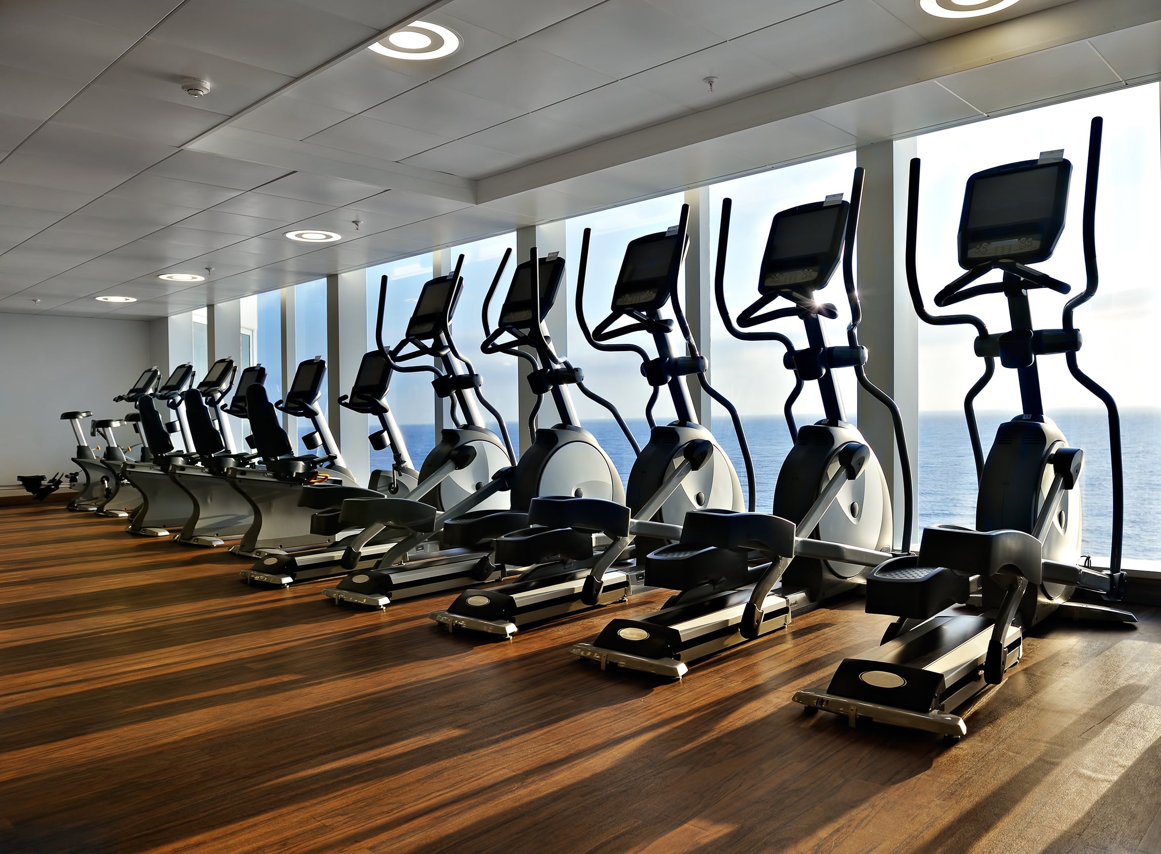 cross trainers in a gym 