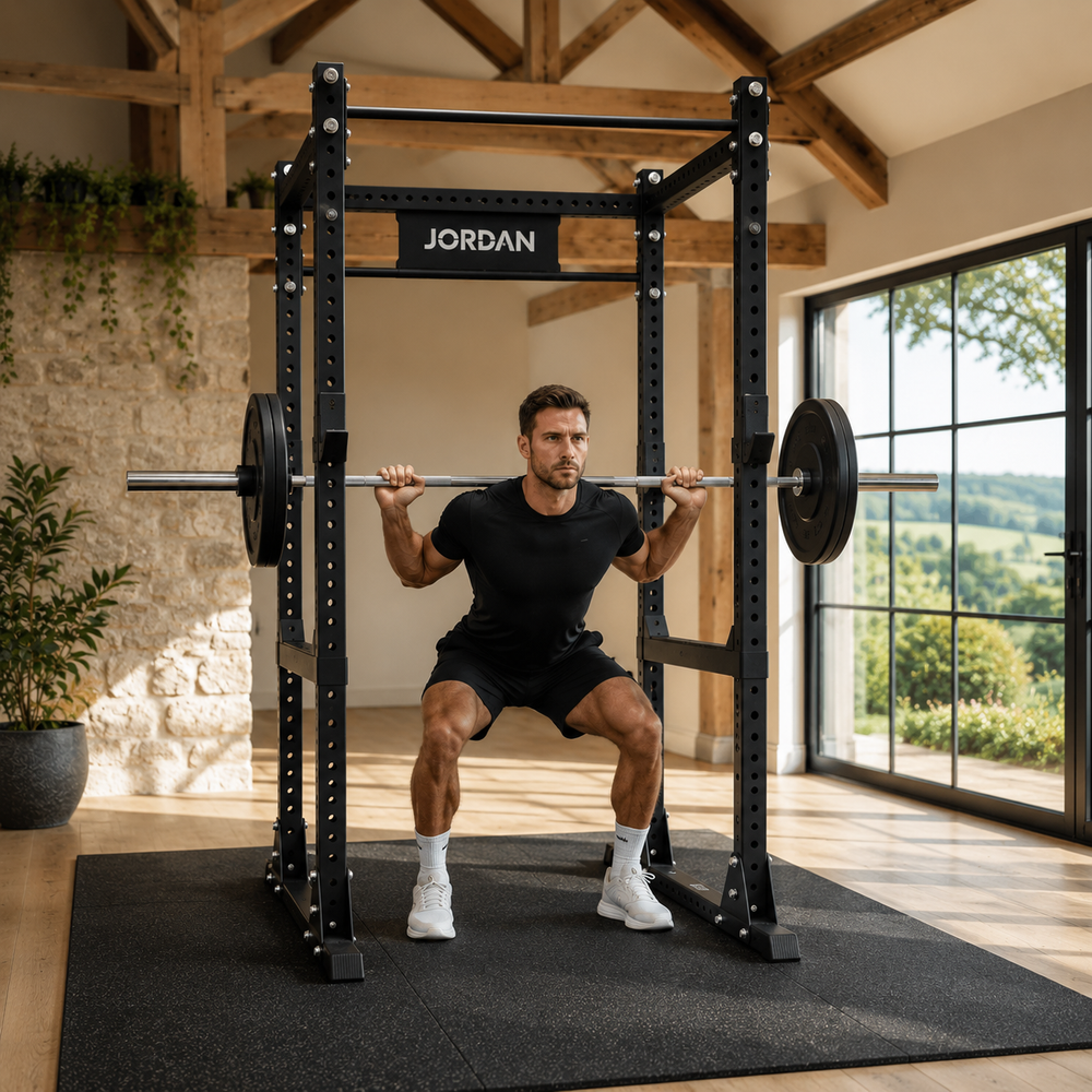 JORDAN HELIX Freestanding Power Rack (LTR) with J-Hooks & Safety Bars - Pro Gym Essentials