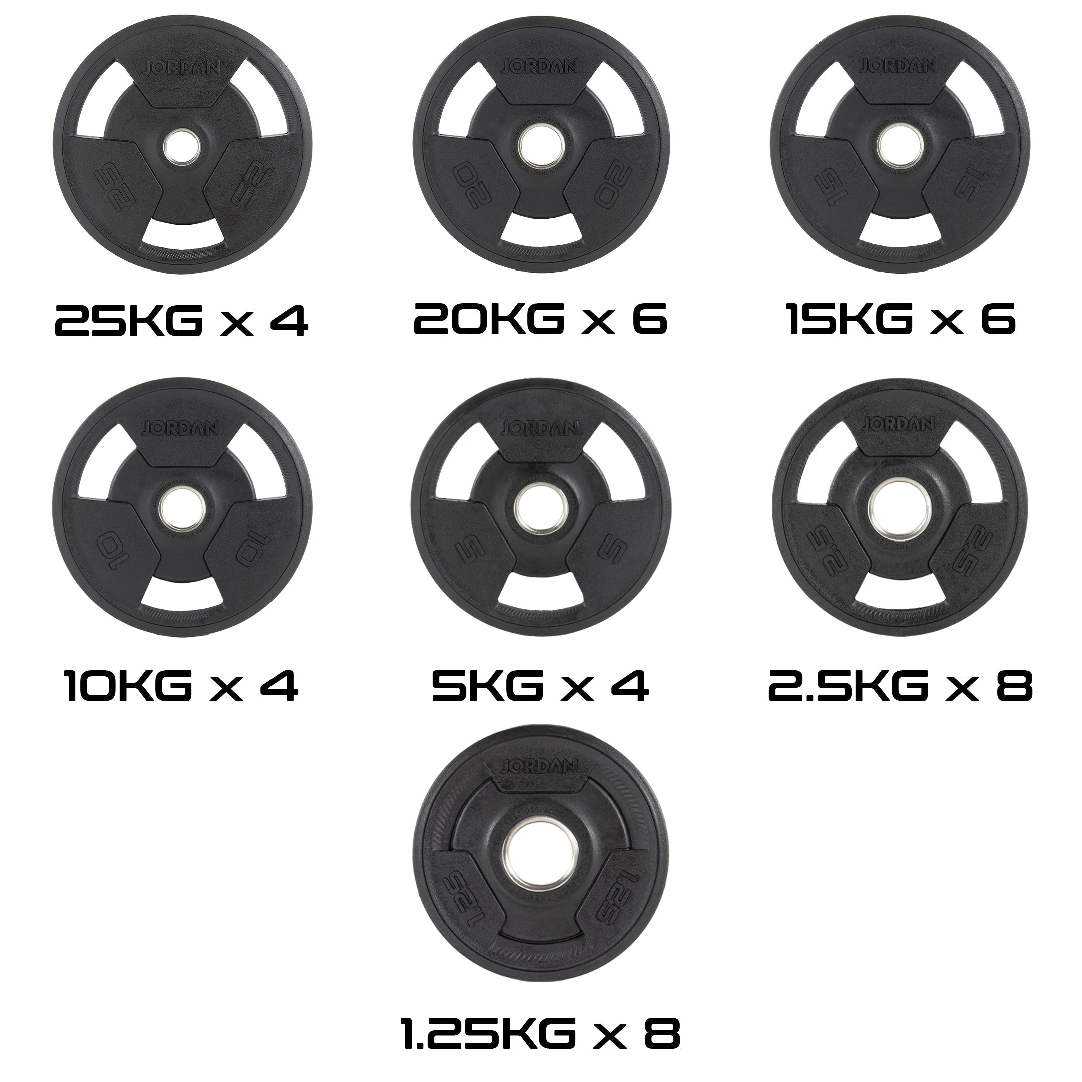 JORDAN Rubber Tri-Grip Olympic Weight Plates - Pro Gym Essentials