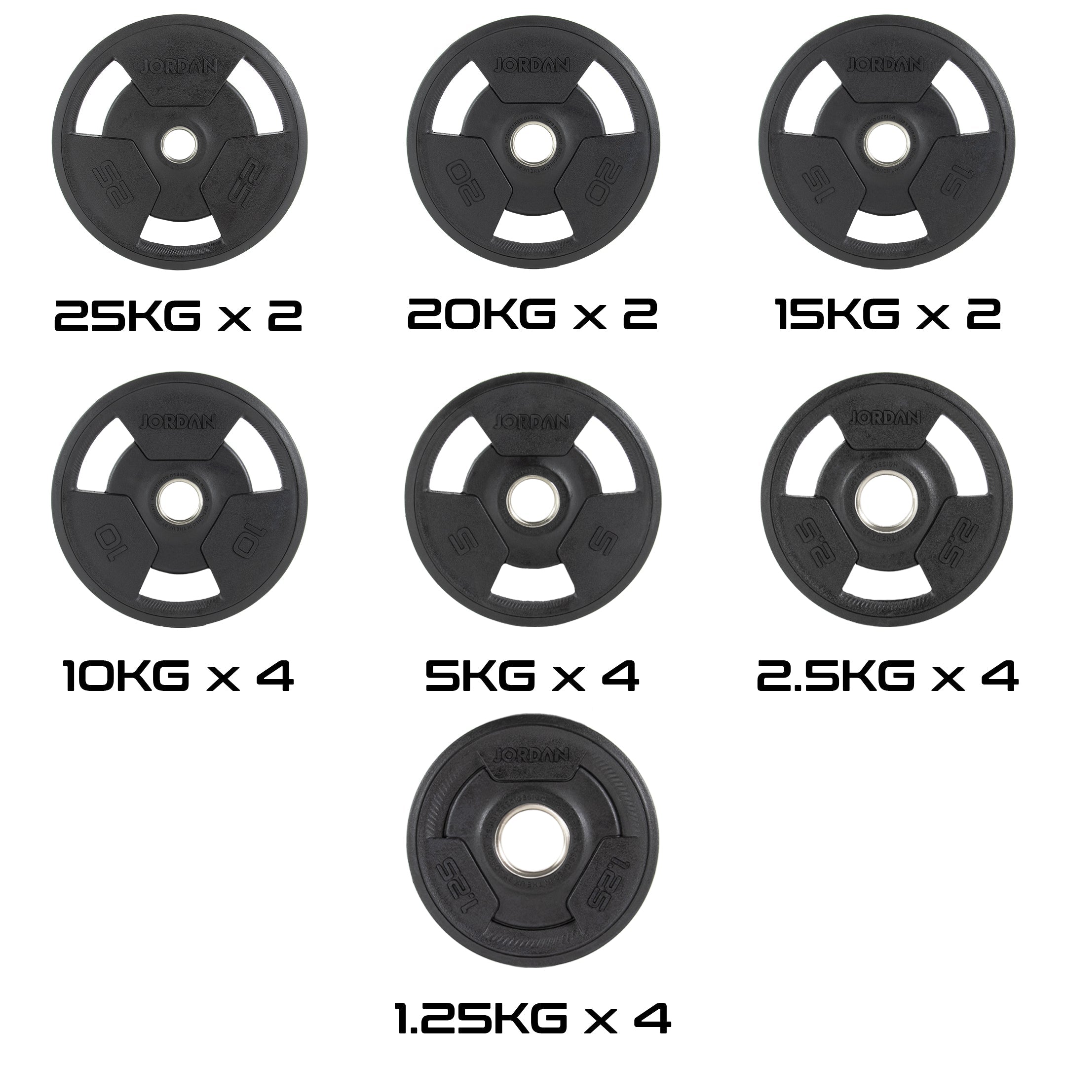 JORDAN Rubber Tri-Grip Olympic Weight Plates - Pro Gym Essentials