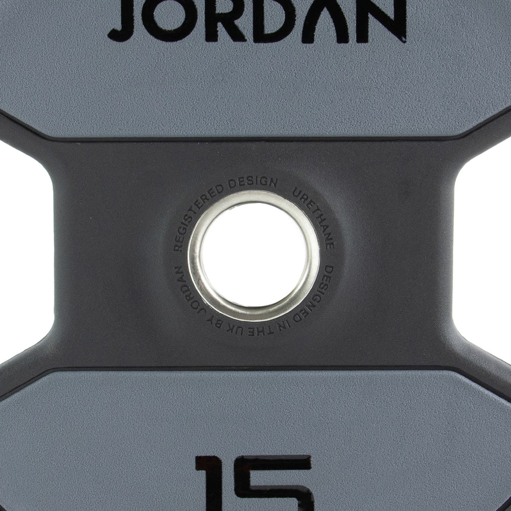 JORDAN Urethane Dual Grip Olympic Plate close-up