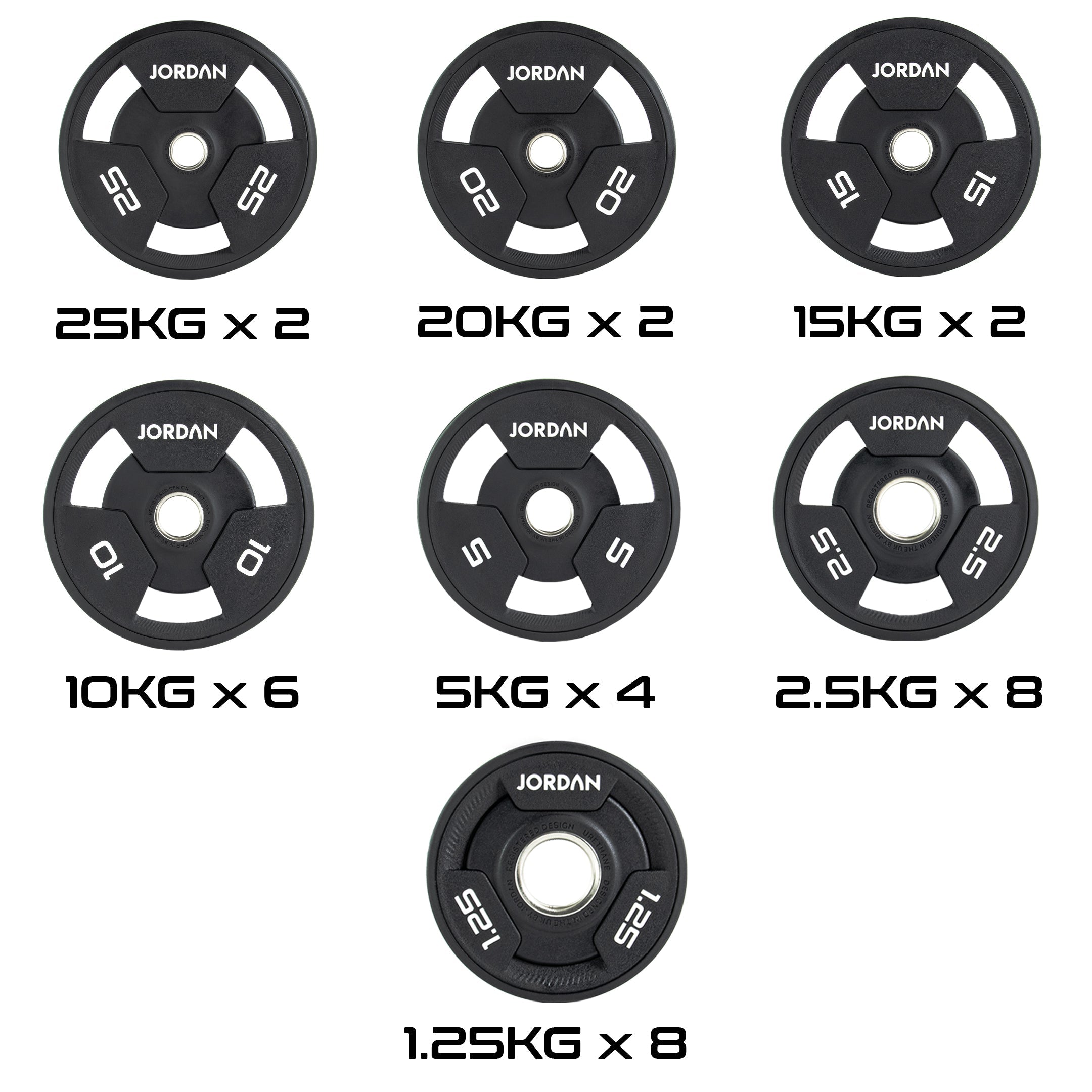 JORDAN Urethane Tri-Grip Olympic Plates - Pro Gym Essentials