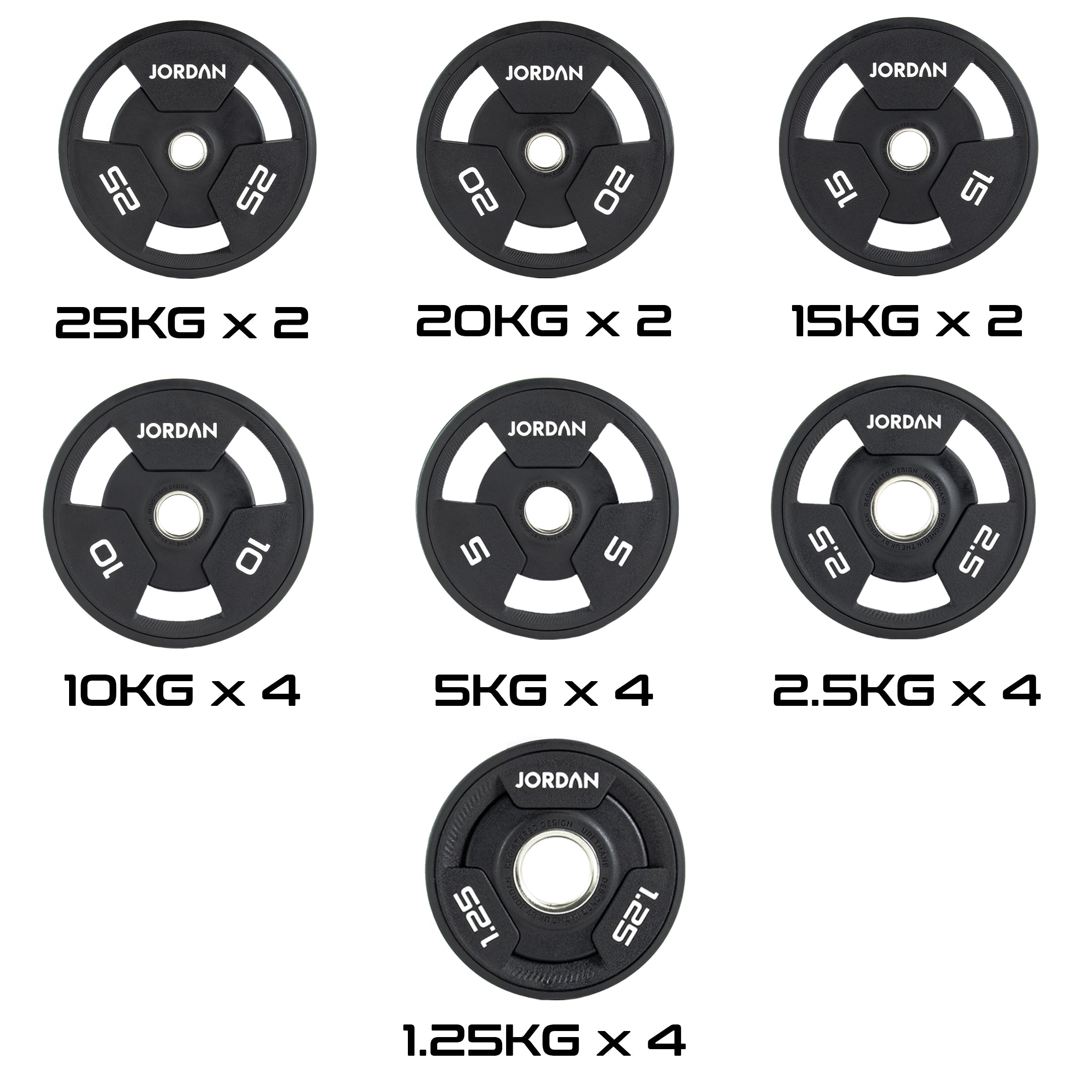 JORDAN Urethane Tri-Grip Olympic Plates - Pro Gym Essentials