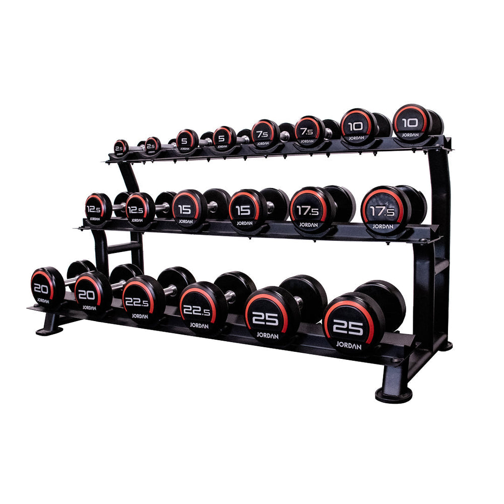 JORDAN Urethane Dumbbells - Up to 75kg (Red) - Pro Gym Essentials