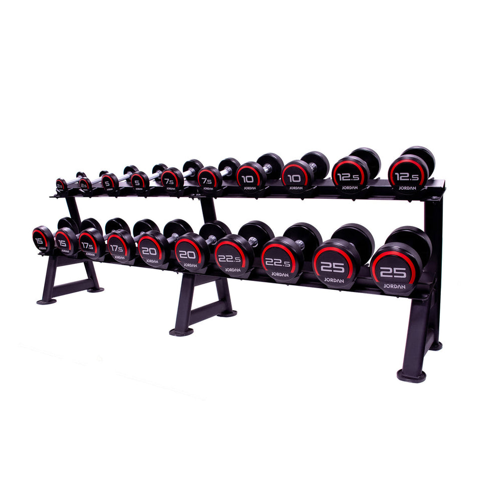 JORDAN 10 Pair, 2 Tier Dumbbell Rack (Oval Frame) with Saddles