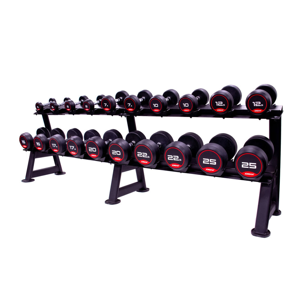 JORDAN 10 Pair, 2 Tier Dumbbell Rack (Oval Frame) with Saddles