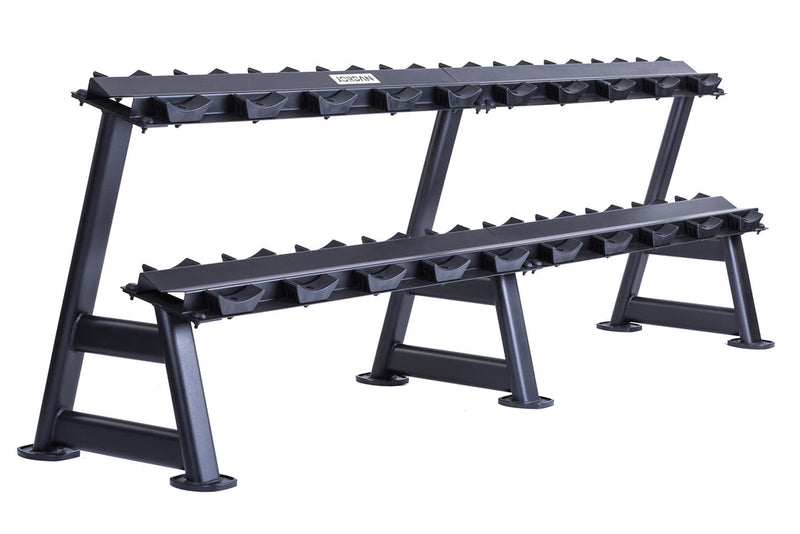 JORDAN 10 Pair Horizontal Dumbbell Rack - 2 Tier