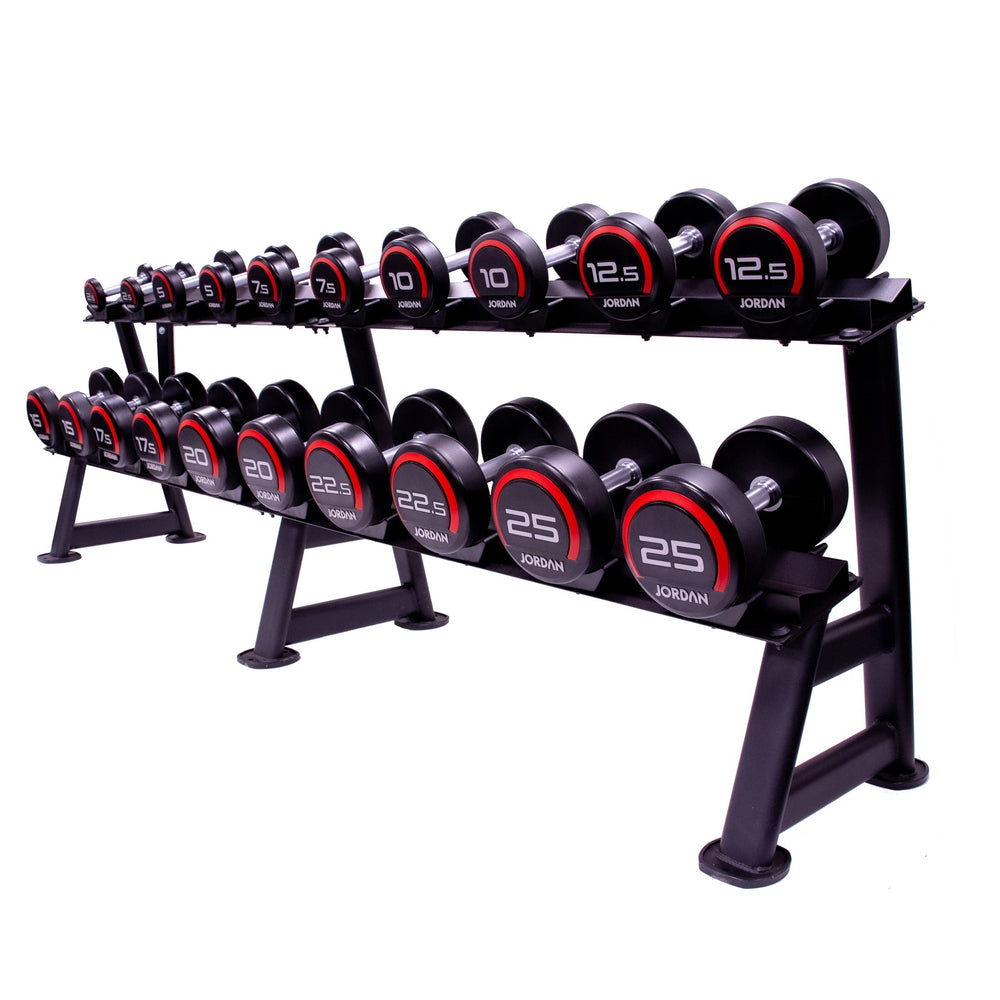 JORDAN Urethane Dumbbells - Up to 75kg (Red) - Pro Gym Essentials