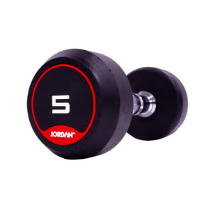 JORDAN Rubber Dumbbells - Up to 70kg (Red) - Pro Gym Essentials