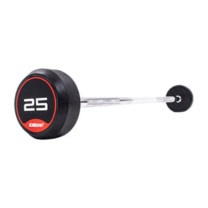JORDAN Fixed Barbells - Straight Bar Rubber (Red) - Pro Gym Essentials