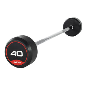 JORDAN Fixed Barbells - Straight Bar Rubber (Red) - Pro Gym Essentials