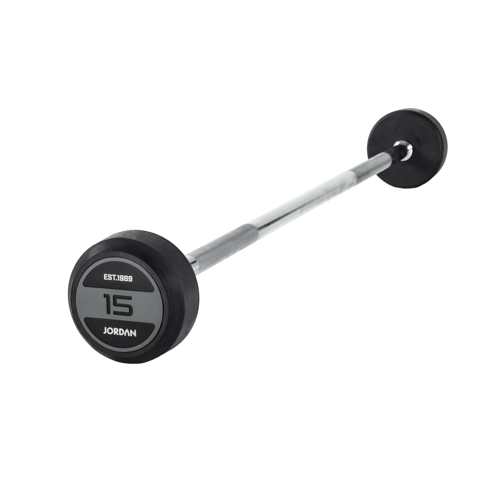 JORDAN Fixed Barbells - Straight Bar Rubber (Grey) - Pro Gym Essentials