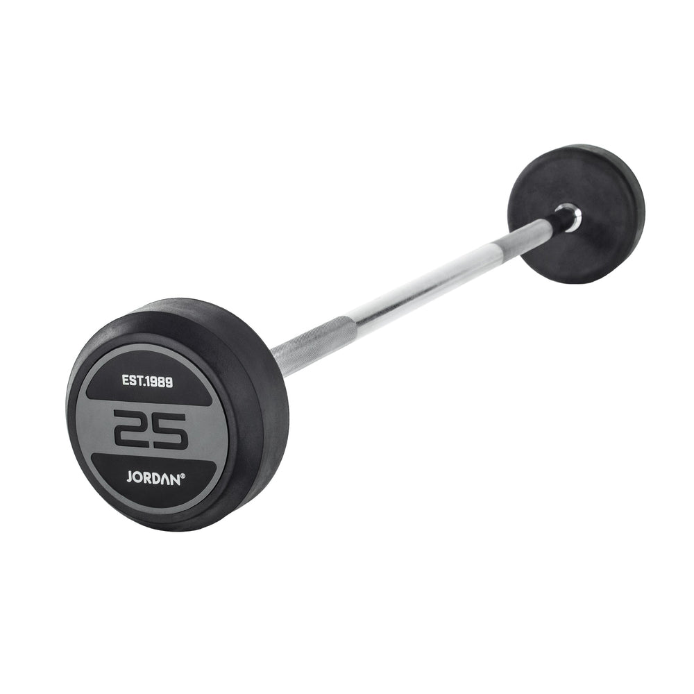 JORDAN Fixed Barbells - Straight Bar Rubber (Grey) - Pro Gym Essentials