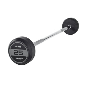 JORDAN Fixed Barbells - Straight Bar Rubber (Grey) - Pro Gym Essentials