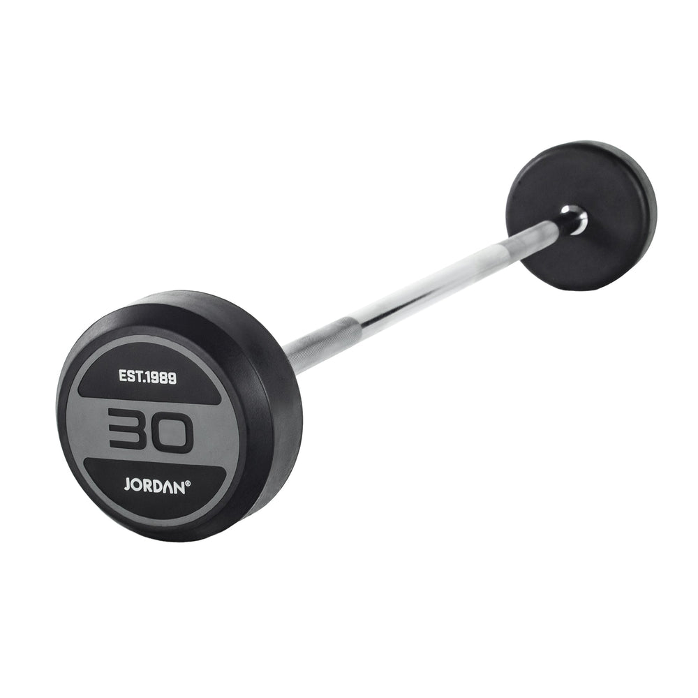 JORDAN Fixed Barbells - Straight Bar Rubber (Grey) - Pro Gym Essentials