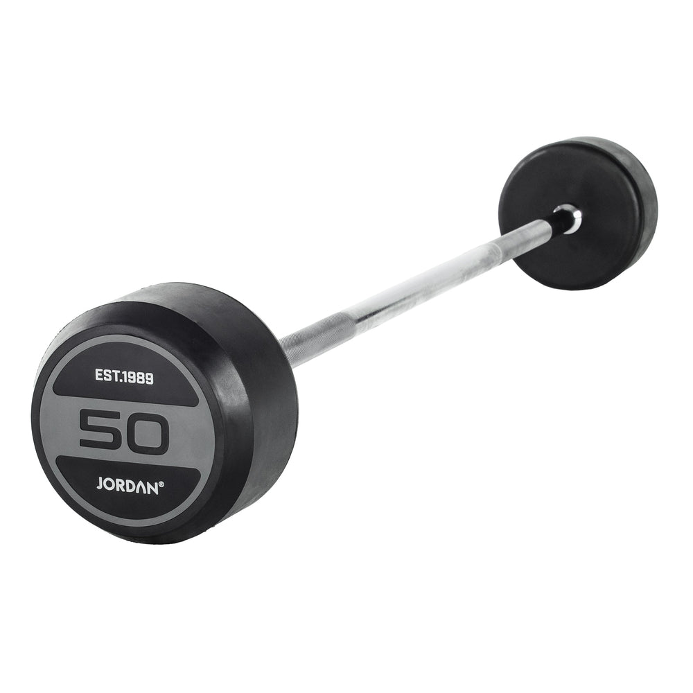 JORDAN Fixed Barbells - Straight Bar Rubber (Grey) - Pro Gym Essentials