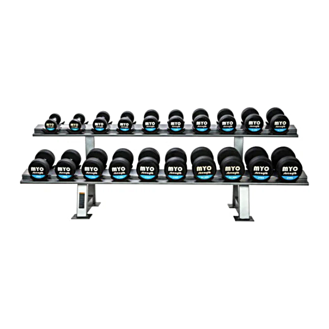 MYO Strength Rubber Dumbbell Sets with PU End Caps (2.5kg Increments) - Pro Gym Essentials